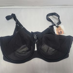 Curvy Couture 1311 Sheer Mesh Unlined Underwire Bra 34G BLACK HUE